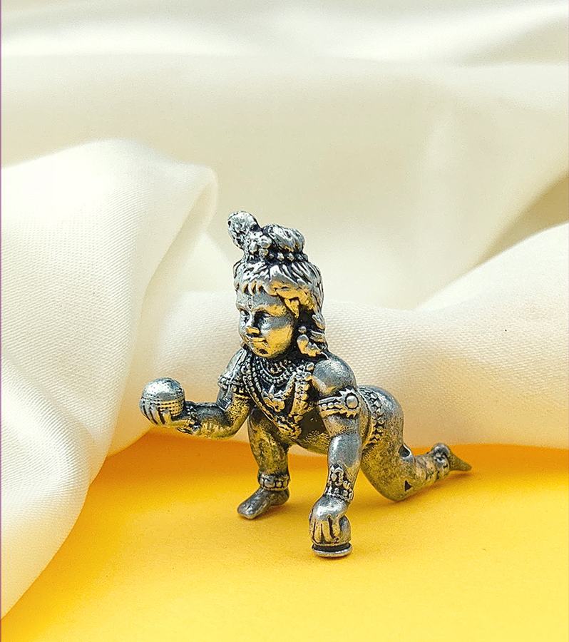 Handcrafted Antique Silver Bala Gopala (Makhan Chor) Idol