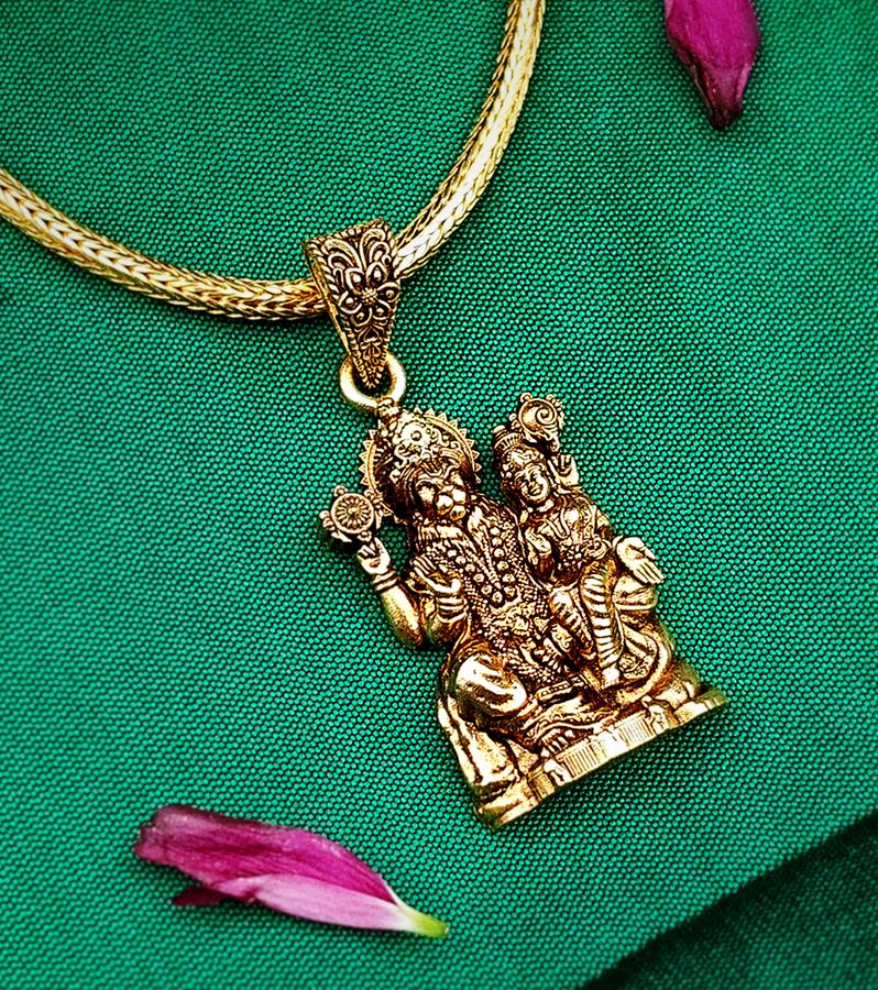 Opulent Indian Lakshmi Narasimha Gold Pendant