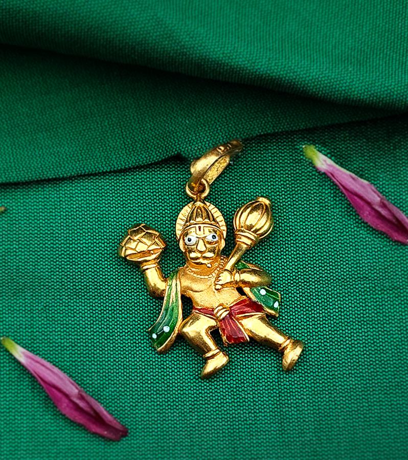 Ornate Gold Lord Hanuman Pendant