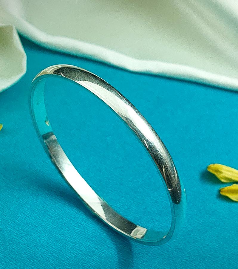 Sleek Minimalist Pure Silver Plain Kada